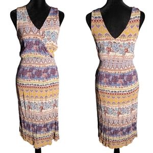 O'Niell Maxi Dress Women's Size M Sleeveless Side Slit Floral Smocked